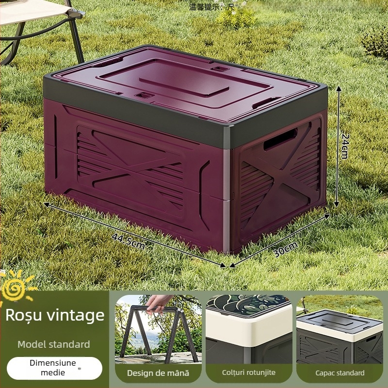Cutie pliabilă de depozitare din plastic PP pentru camping și uz casnic — capacitate mare, portabilă, protecție împotriva Prafului și umezelii, potrivită pentru portbagajul mașinii