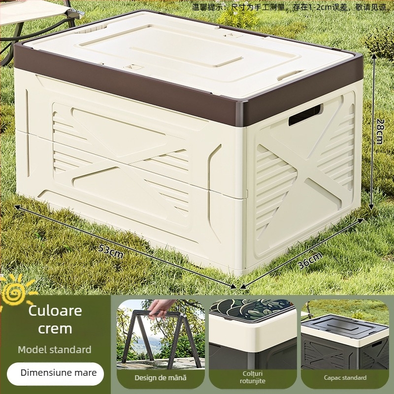 Cutie pliabilă de depozitare din plastic PP pentru camping și uz casnic — capacitate mare, portabilă, protecție împotriva Prafului și umezelii, potrivită pentru portbagajul mașinii