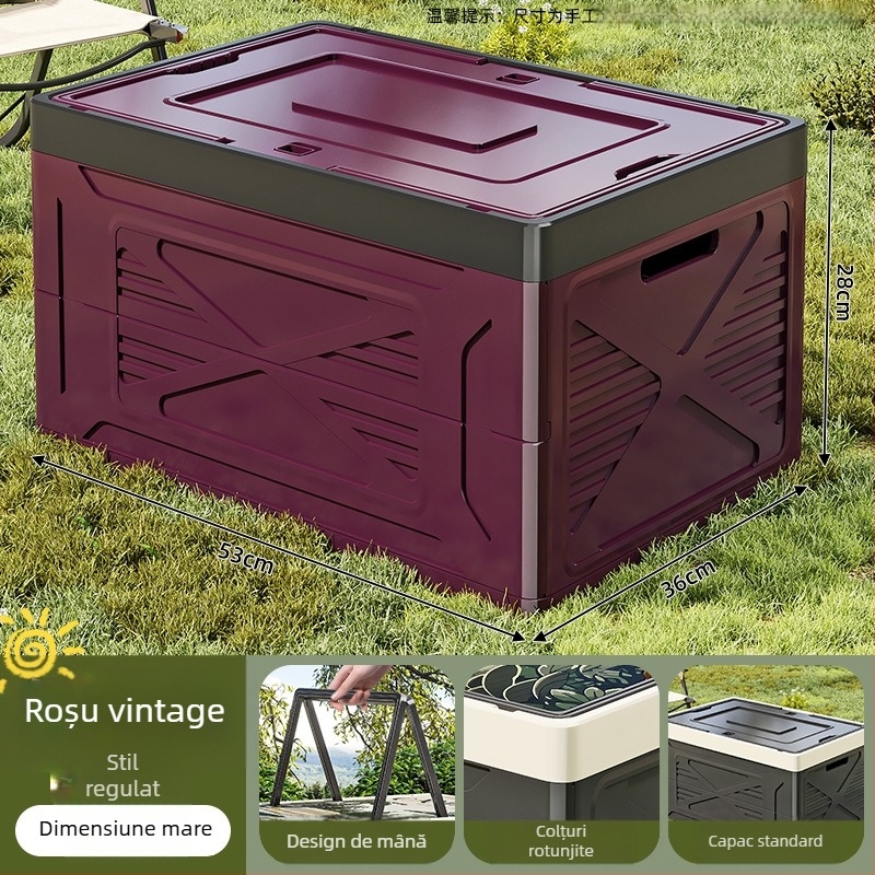 Cutie pliabilă de depozitare din plastic PP pentru camping și uz casnic — capacitate mare, portabilă, protecție împotriva Prafului și umezelii, potrivită pentru portbagajul mașinii