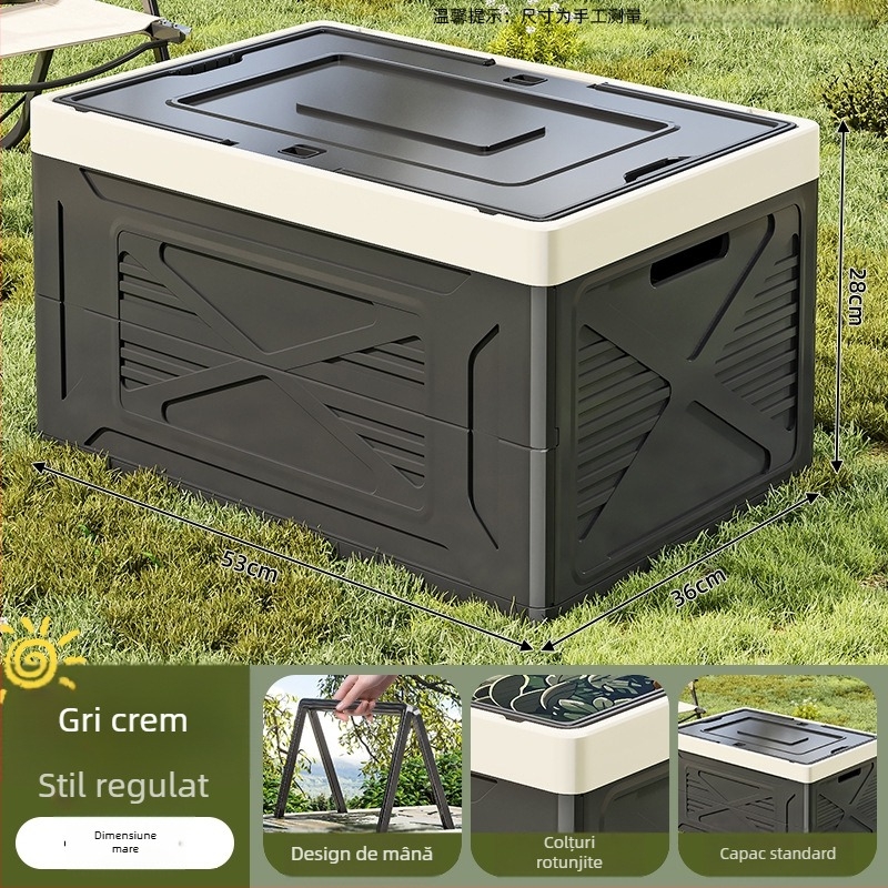 Cutie pliabilă de depozitare din plastic PP pentru camping și uz casnic — capacitate mare, portabilă, protecție împotriva Prafului și umezelii, potrivită pentru portbagajul mașinii