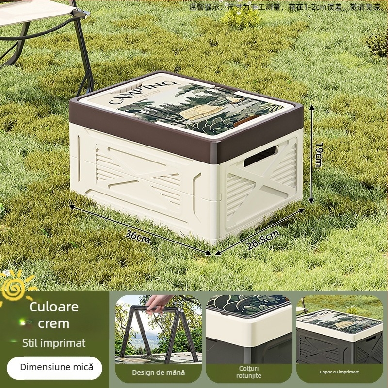 Cutie pliabilă de depozitare din plastic PP pentru camping și uz casnic — capacitate mare, portabilă, protecție împotriva Prafului și umezelii, potrivită pentru portbagajul mașinii
