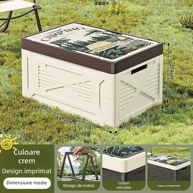 Cutie pliabilă de depozitare din plastic PP pentru camping și uz casnic — capacitate mare, portabilă, protecție împotriva Prafului și umezelii, potrivită pentru portbagajul mașinii
