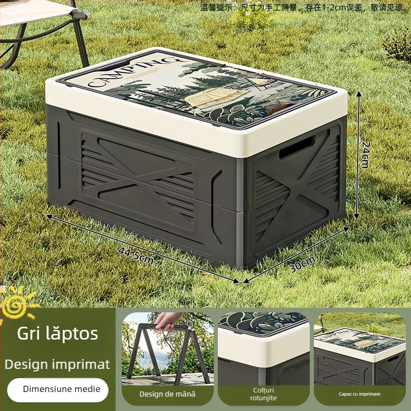 Cutie pliabilă de depozitare din plastic PP pentru camping și uz casnic — capacitate mare, portabilă, protecție împotriva Prafului și umezelii, potrivită pentru portbagajul mașinii