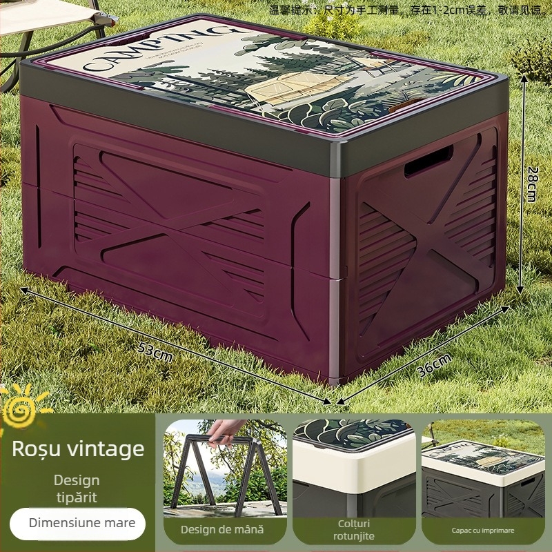 Cutie pliabilă de depozitare din plastic PP pentru camping și uz casnic — capacitate mare, portabilă, protecție împotriva Prafului și umezelii, potrivită pentru portbagajul mașinii