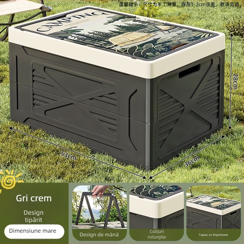 Cutie pliabilă de depozitare din plastic PP pentru camping și uz casnic — capacitate mare, portabilă, protecție împotriva Prafului și umezelii, potrivită pentru portbagajul mașinii