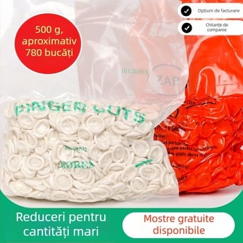 Cotite deget din latex, de unică folosință, anti-static, antiderapante, albe, grosime 0,11 mm, lungime 6–7 cm, pachet 500 g