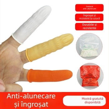 Cotite deget din latex, de unică folosință, anti-static, antiderapante, albe, grosime 0,11 mm, lungime 6–7 cm, pachet 500 g