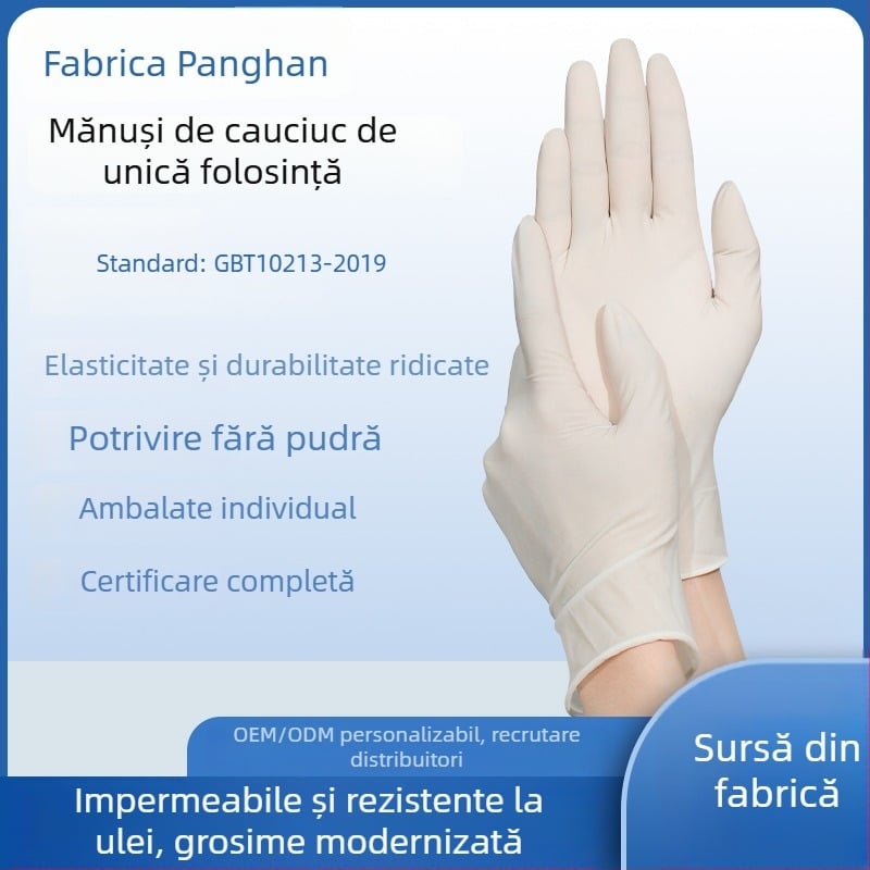Mănuși de unică folosință din latex și PVC, pentru examinări medicale, uz stomatologic și laborator