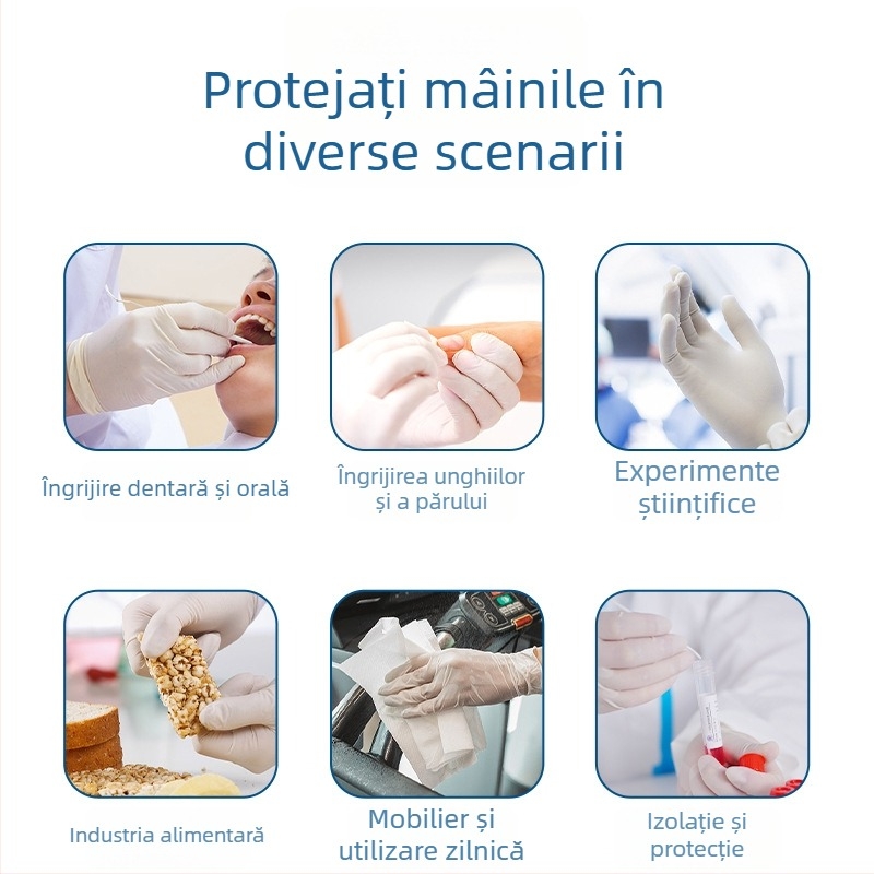 Mănuși de unică folosință din latex și PVC, pentru examinări medicale, uz stomatologic și laborator