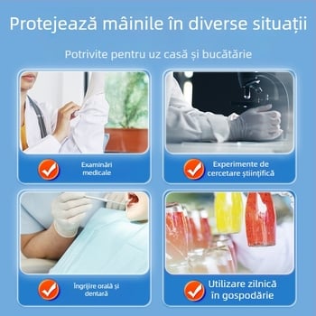 Mănuși medicale de unică folosință din latex pentru examinare și chirurgie, cu înaltă elasticitate, protecție; marca Oulangan, ambalate individual