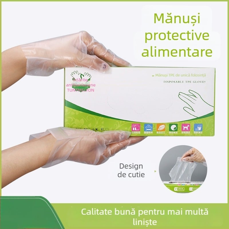 Mănuși de unică folosință PE, îngroșate, impermeabile, anti-alunecare, de calitate alimentară