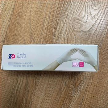 Zhende mănuși de examinare medicală, de unică folosință, texturate, fără pudră, latex natural, 100 buc./cutie
