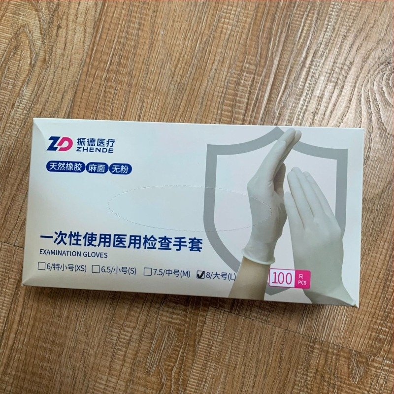 Zhende mănuși de examinare medicală, de unică folosință, texturate, fără pudră, latex natural, 100 buc./cutie