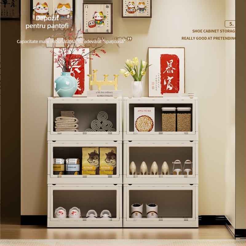 Lada de depozitare în stil industrial, organizator pliabil cu capac din lemn pentru gustări și jucării, capacitate 50–60 L; Material: placă de densitate + PP; Cu roți; Model 2003