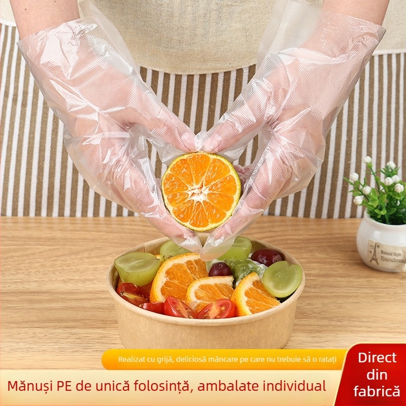Mănuși de unică folosință din plastic, ambalate individual, de calitate alimentară, impermeabile, modelul 00