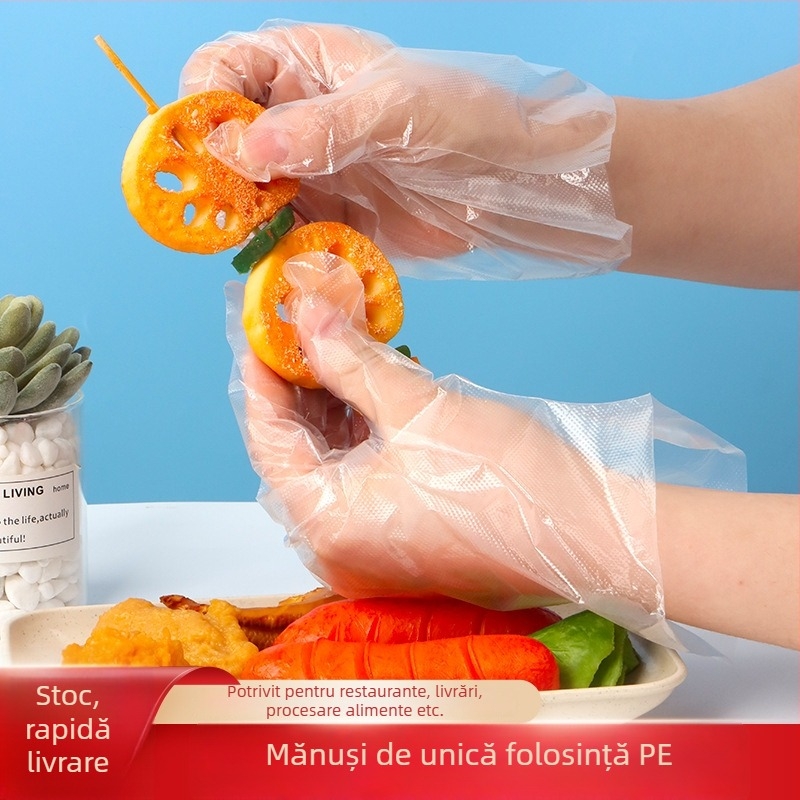 Mănuși de unică folosință din plastic, ambalate individual, de calitate alimentară, impermeabile, modelul 00