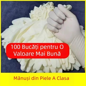 Mănuși de unică folosință din cauciuc natural, ambidextri, fără pudră, rezistente la apă, abraziune și uleiuri