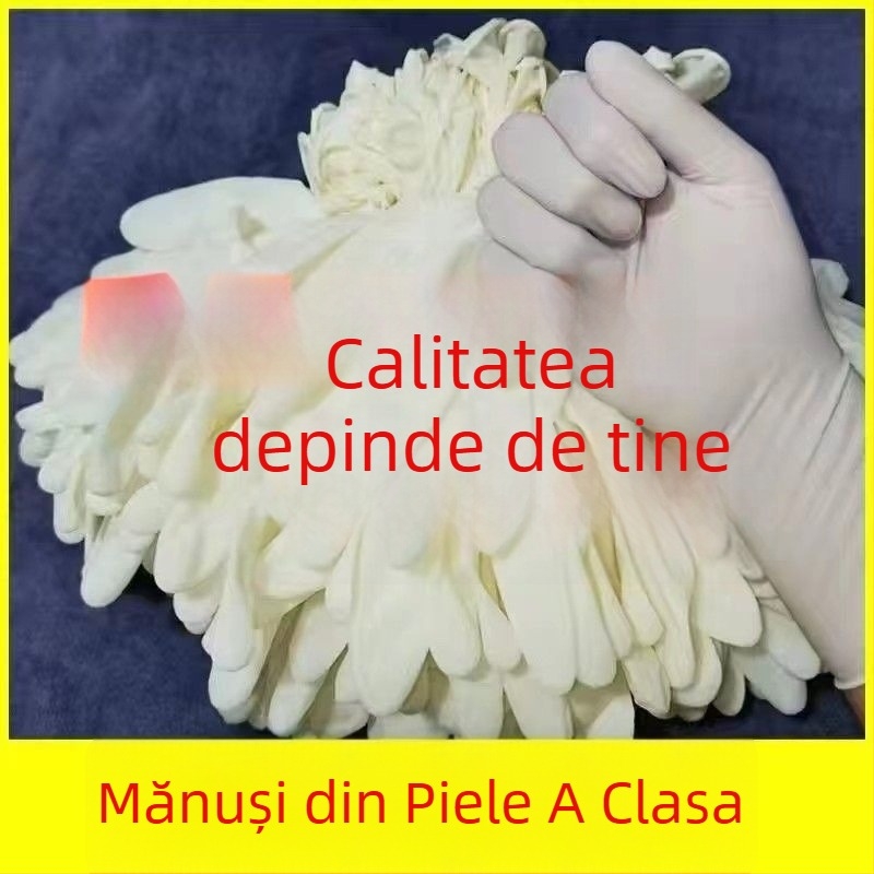 Mănuși de unică folosință din cauciuc natural, ambidextri, fără pudră, rezistente la apă, abraziune și uleiuri