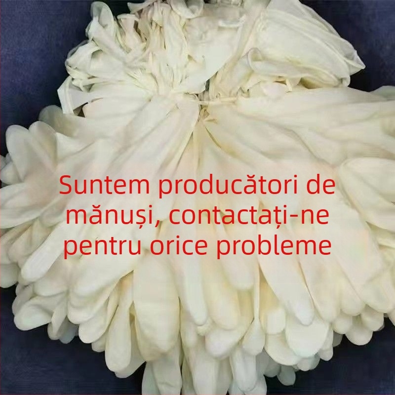 Mănuși de unică folosință din cauciuc natural, ambidextri, fără pudră, rezistente la apă, abraziune și uleiuri