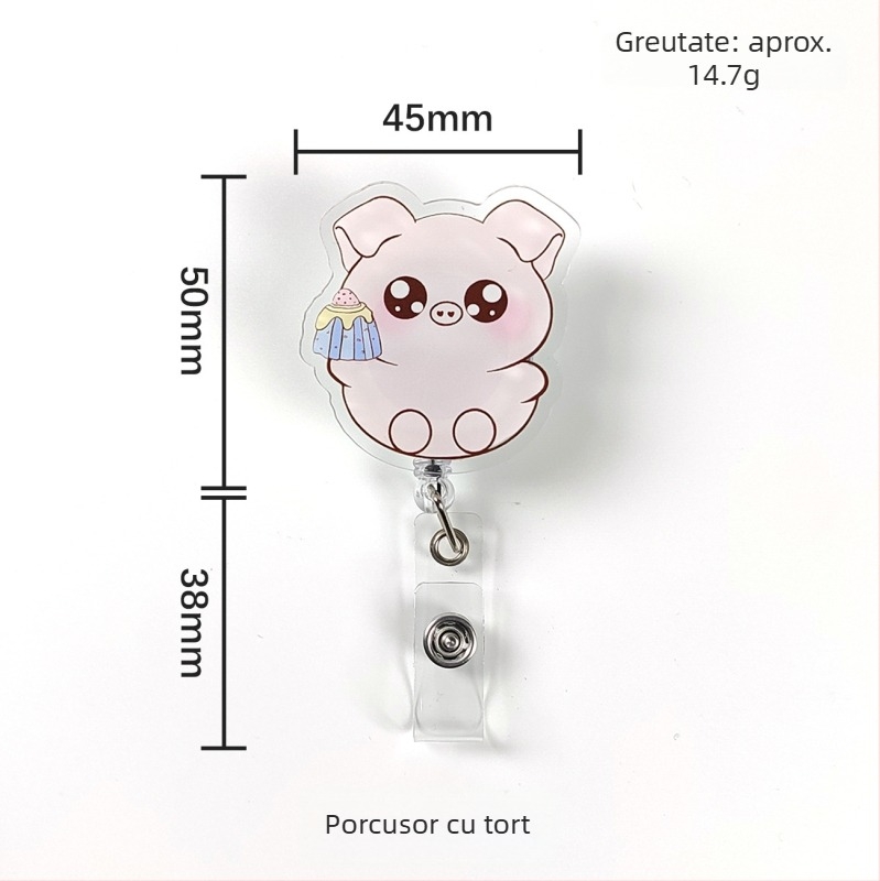 Clip acrilic retractabil pentru ID cu buton de tragere ușor; destinat medicilor și asistentelor; imprimare logo disponibilă; sarcină de 0,1 kg