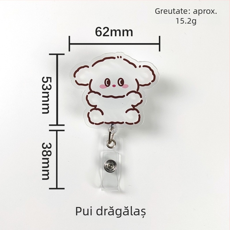 Clip acrilic retractabil pentru ID cu buton de tragere ușor; destinat medicilor și asistentelor; imprimare logo disponibilă; sarcină de 0,1 kg
