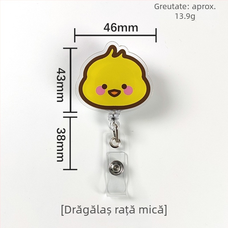 Clip acrilic retractabil pentru ID cu buton de tragere ușor; destinat medicilor și asistentelor; imprimare logo disponibilă; sarcină de 0,1 kg