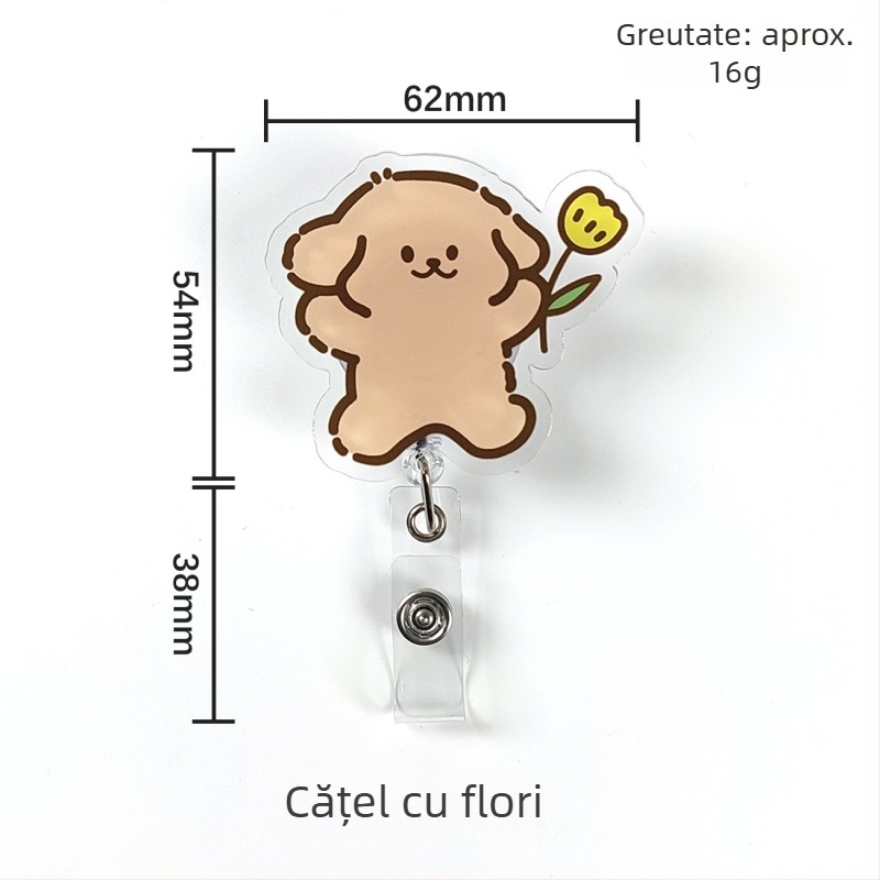 Clip acrilic retractabil pentru ID cu buton de tragere ușor; destinat medicilor și asistentelor; imprimare logo disponibilă; sarcină de 0,1 kg