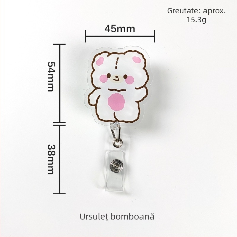 Clip acrilic retractabil pentru ID cu buton de tragere ușor; destinat medicilor și asistentelor; imprimare logo disponibilă; sarcină de 0,1 kg
