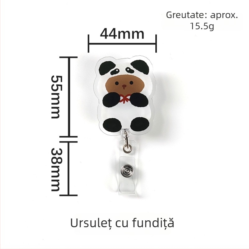 Clip acrilic retractabil pentru ID cu buton de tragere ușor; destinat medicilor și asistentelor; imprimare logo disponibilă; sarcină de 0,1 kg