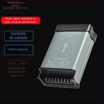 Sursă de alimentare LED rezistentă la ploaie pentru afișaj exterior, 400W, IP65, eficiență 88%, greutate 0,5 kg