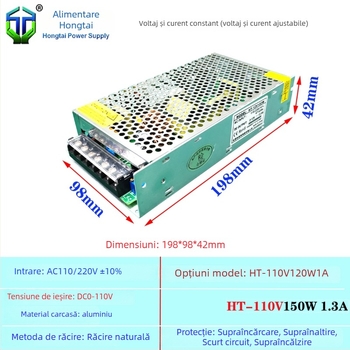 Sursă de alimentare switch-mode AC-DC, seria DC110V, până la 16A, putere înaltă, eficiență 90%