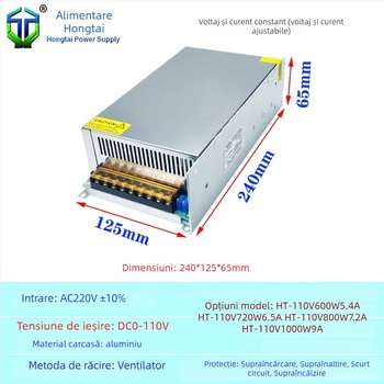 Sursă de alimentare switch-mode AC-DC, seria DC110V, până la 16A, putere înaltă, eficiență 90%