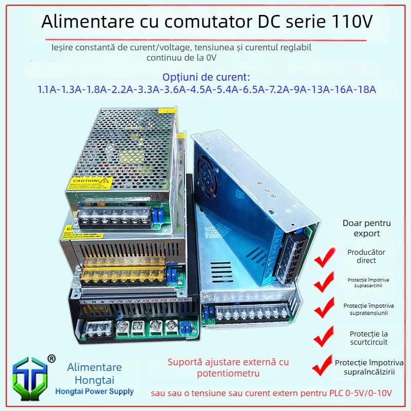 Sursă de alimentare switch-mode AC-DC, seria DC110V, până la 16A, putere înaltă, eficiență 90%