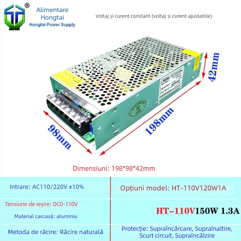 Sursă de alimentare switch-mode AC-DC, seria DC110V, până la 16A, putere înaltă, eficiență 90%