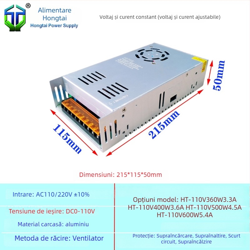 Sursă de alimentare switch-mode AC-DC, seria DC110V, până la 16A, putere înaltă, eficiență 90%
