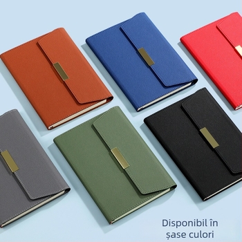 Set blocnotes cu copertă din piele ecologică, legare cu sârmă, Dowling hârtie 80 g, 100–200 pagini, stil birou, set cadou personalizat