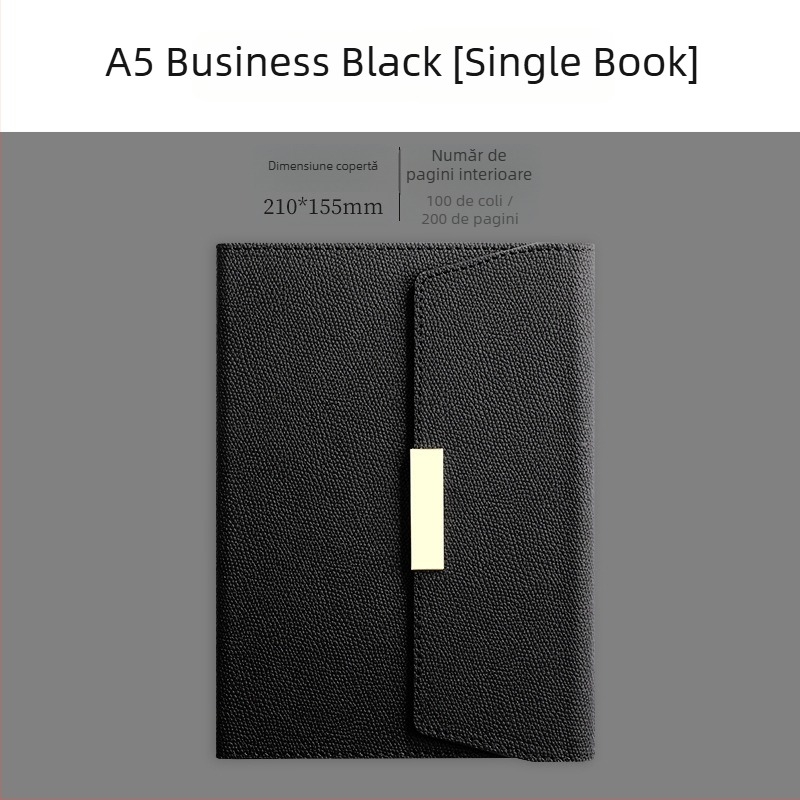 Set blocnotes cu copertă din piele ecologică, legare cu sârmă, Dowling hârtie 80 g, 100–200 pagini, stil birou, set cadou personalizat