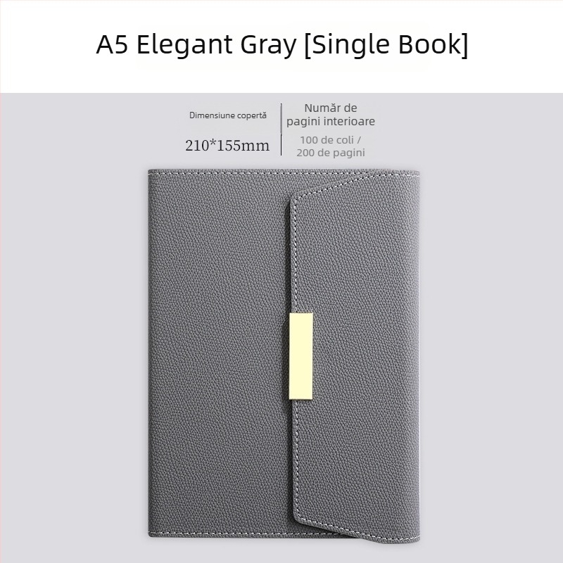 Set blocnotes cu copertă din piele ecologică, legare cu sârmă, Dowling hârtie 80 g, 100–200 pagini, stil birou, set cadou personalizat