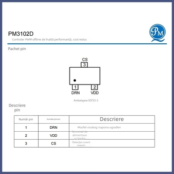 PM3102D IC de control PWM offline pentru sursă de alimentare AC/DC auxiliară
