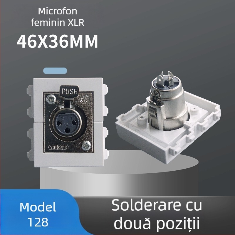 Priză de perete cu modul 128-tip, două poziții, 3-core