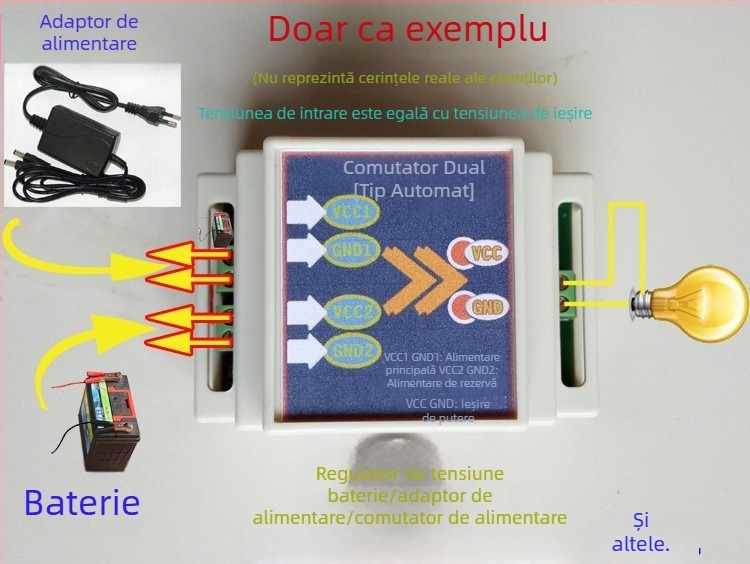 Comutator automat de alimentare dual pentru DC 12/24V și AC 220V, 10A, modul cu 2 intrări și 1 ieșire