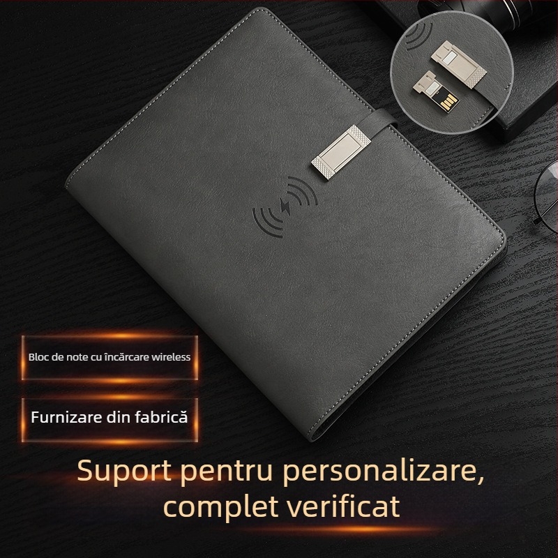 Set notebook cu încărcare wireless – RGB-53, 80 pagini, 6 găuri, reîncărcabil cu cablu de date