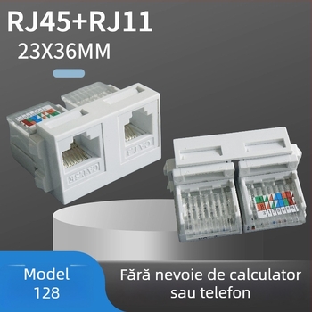PZ 128-Type dual-port network and telephone module — panou de perete cu cutie de conexiuni și priză
