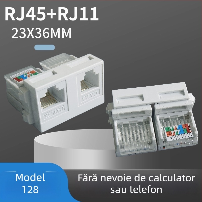 PZ 128-Type dual-port network and telephone module — panou de perete cu cutie de conexiuni și priză