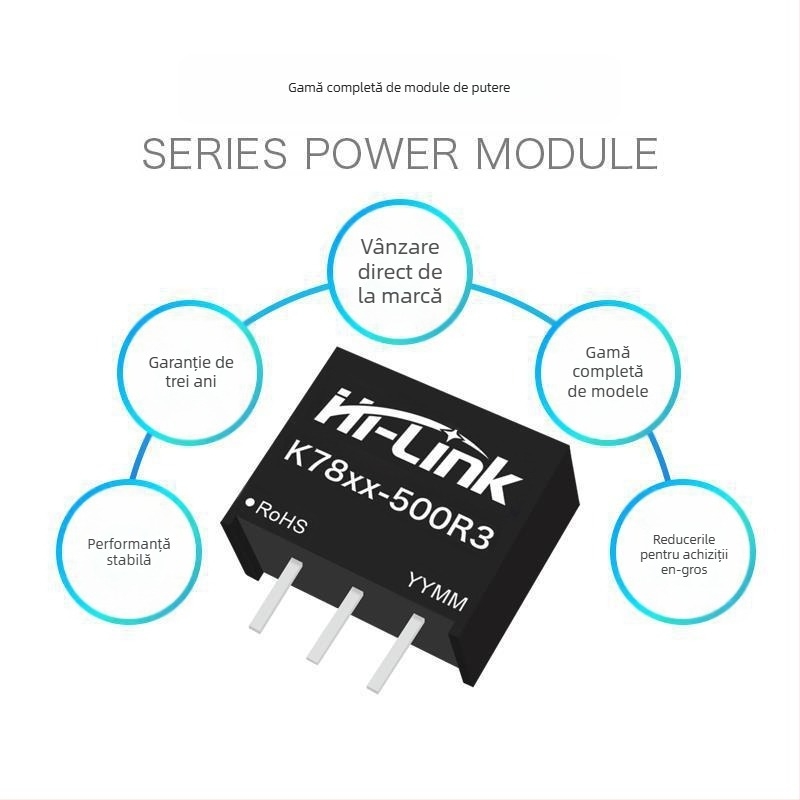 Mps modul DC-DC neizolat pentru alimentare, intrare 24V, ieșiri reglate 3.3V/9V/±5V/±12V/±15V, protecție la scurtcircuit