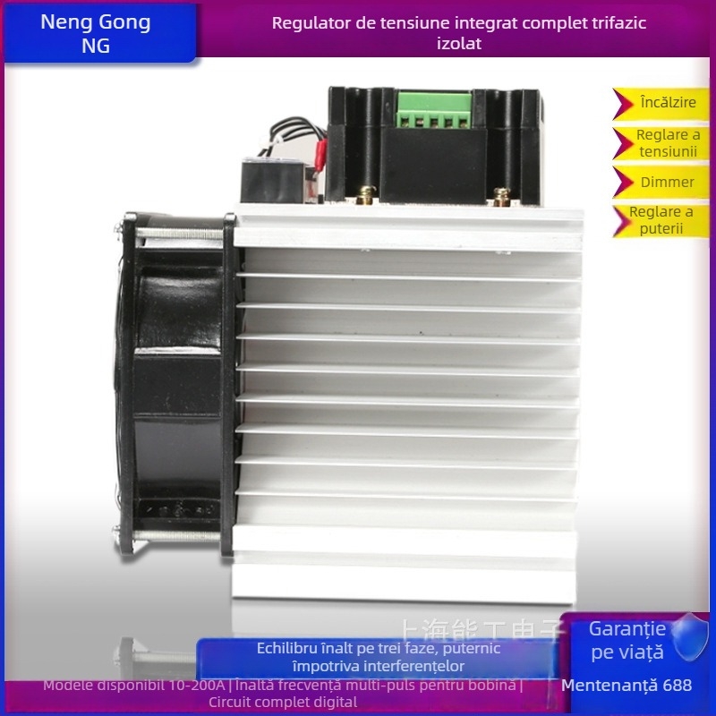 Modul DC-AC trifazat pentru reglarea tensiunii TSR-120DA-W cu ventilator radiator, curent nominal 120 A, sarcină de contact 380 V