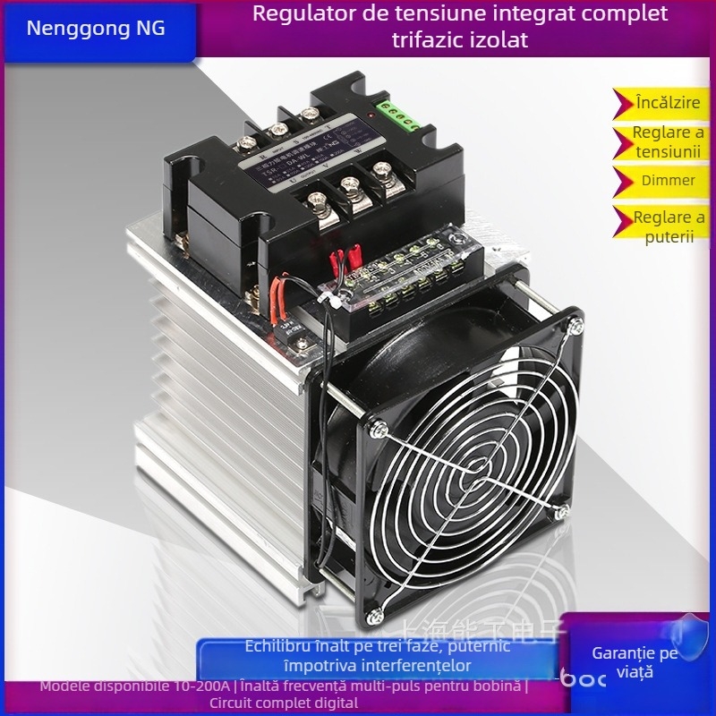 Modul DC-AC trifazat pentru reglarea tensiunii TSR-120DA-W cu ventilator radiator, curent nominal 120 A, sarcină de contact 380 V