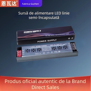 Sursă de alimentare pentru bandă LED, cu comutator, 95% eficiență, IP20, dimensiuni 205×50×23 mm, greutate 232 g