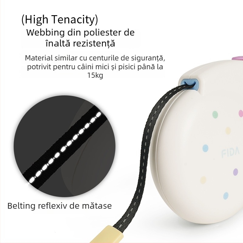 Lesă retractabilă pentru pisici – Poliester, Brand: Fida, Potrivită pentru pisici, Categorie: Cure de tracțiune