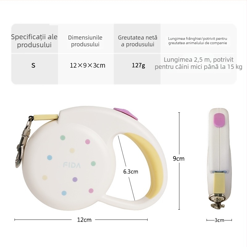 Lesă retractabilă pentru pisici – Poliester, Brand: Fida, Potrivită pentru pisici, Categorie: Cure de tracțiune